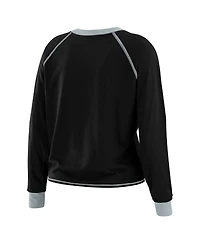 Wear by Erin Andrews Women's Black/Gray Las Vegas Raiders Plus Size Tie-Front Long Sleeve Top