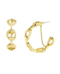 Steve Madden Gold Collegiate C Link Chain Hoop Earrings