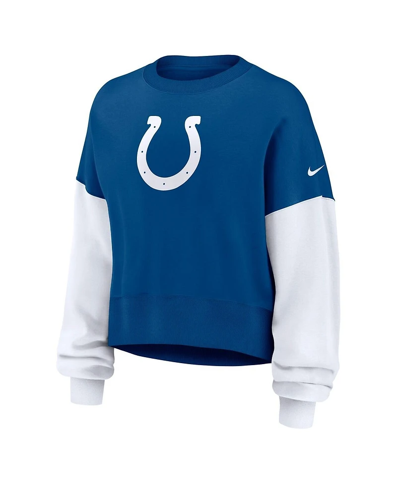 Nike Women's Royal Indianapolis Colts Oversized Color-Block Pullover Sweatshirt