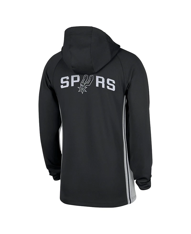 Nike Men's Black San Antonio Spurs Authentic On Court Zone Quarter-Zip Dri-fit Hoodie Jacket