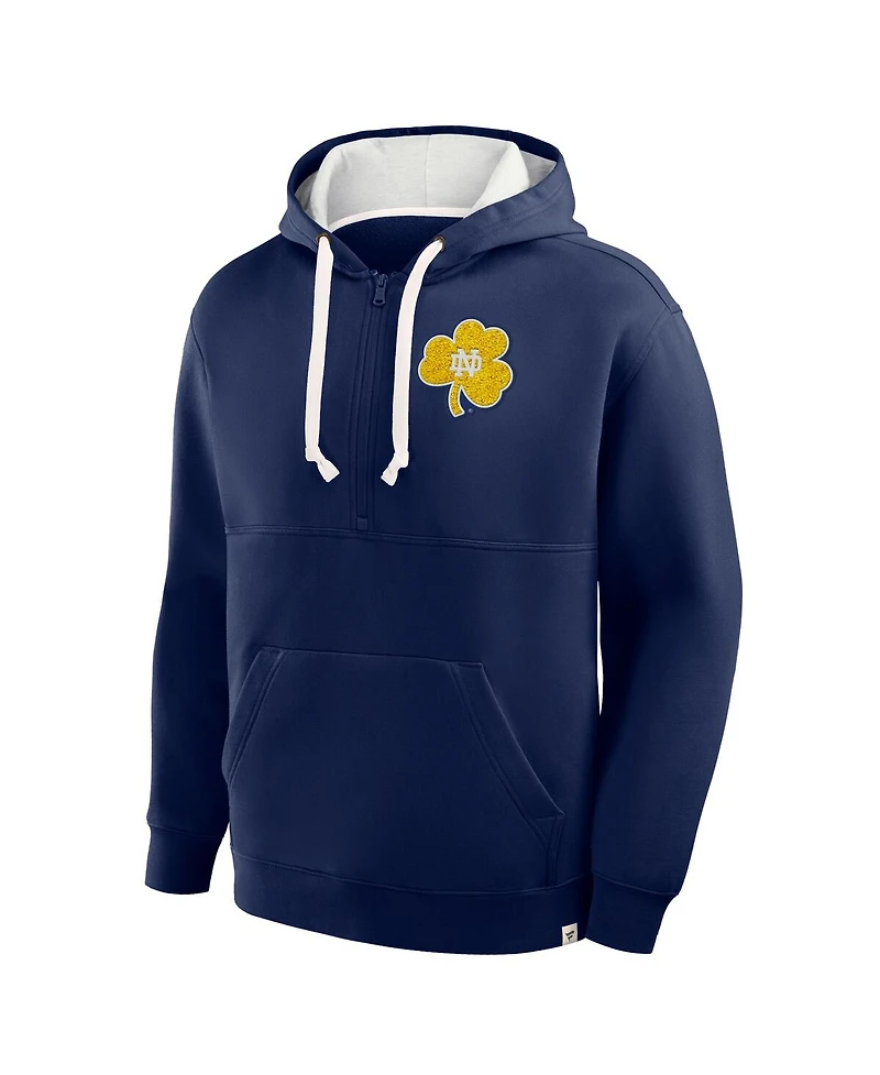 Fanatics Men's Navy Notre Dame Fighting Irish Hometown Premium Rise and Conquer Half-Zip Hoodie