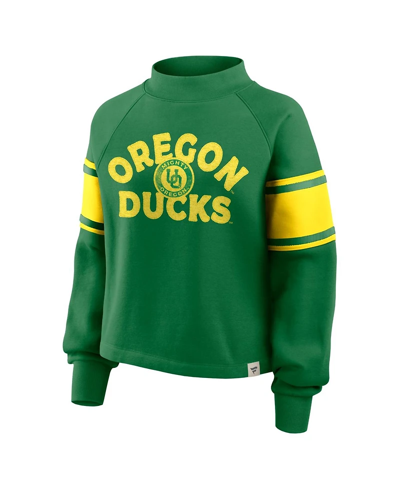 Fanatics Women's Green Oregon Ducks Oversized Hometown Premium Punt Coverage Raglan Pullover Sweatshirt