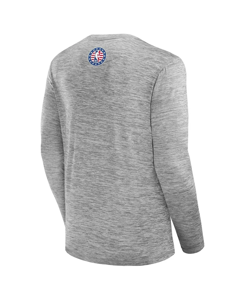 Fanatics Men's Heather Gray Milwaukee Bucks Nba Hoops for Troops Long Sleeve T-Shirt