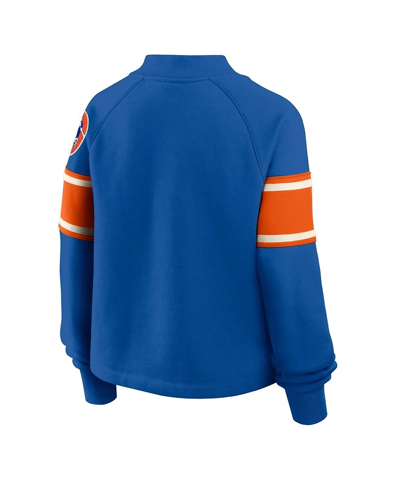 Fanatics Women's Royal Denver Broncos Oversized Hometown Toss Sweep Mock Neck Pullover Hoodie