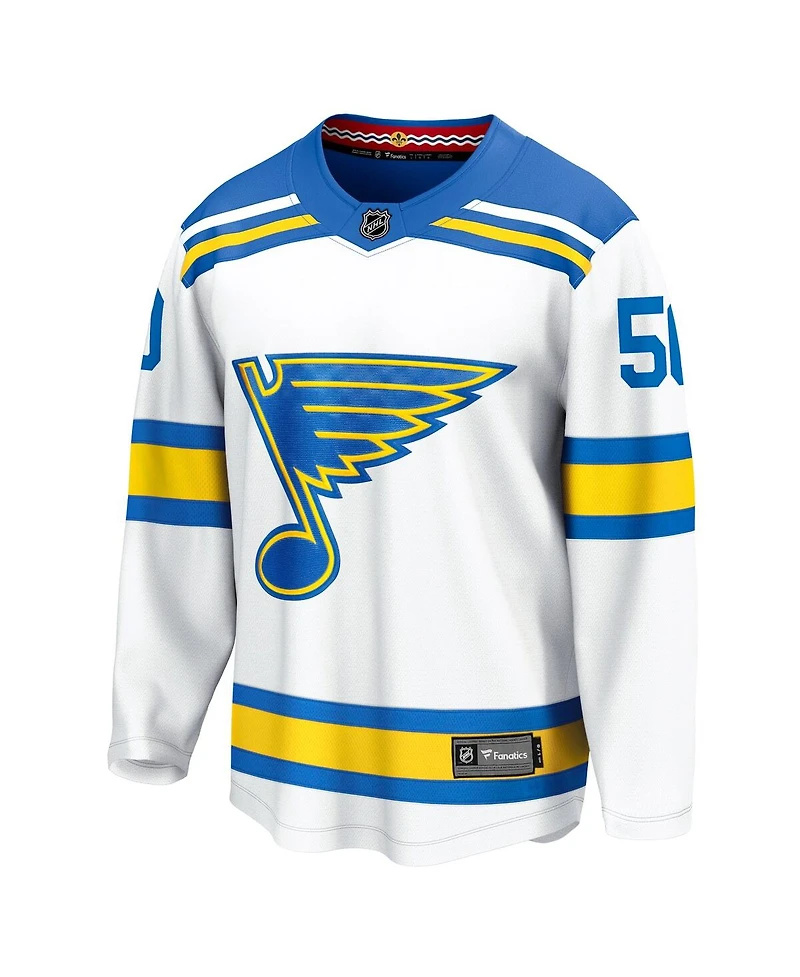 Fanatics Men's Jordan Binnington White St. Louis Blues Away Breakaway Player Jersey