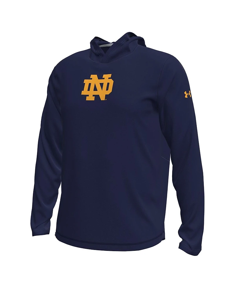 Under Armour Men's Navy Notre Dame Fighting Irish Sideline Knockout Long-Sleeve Hooded T-Shirt