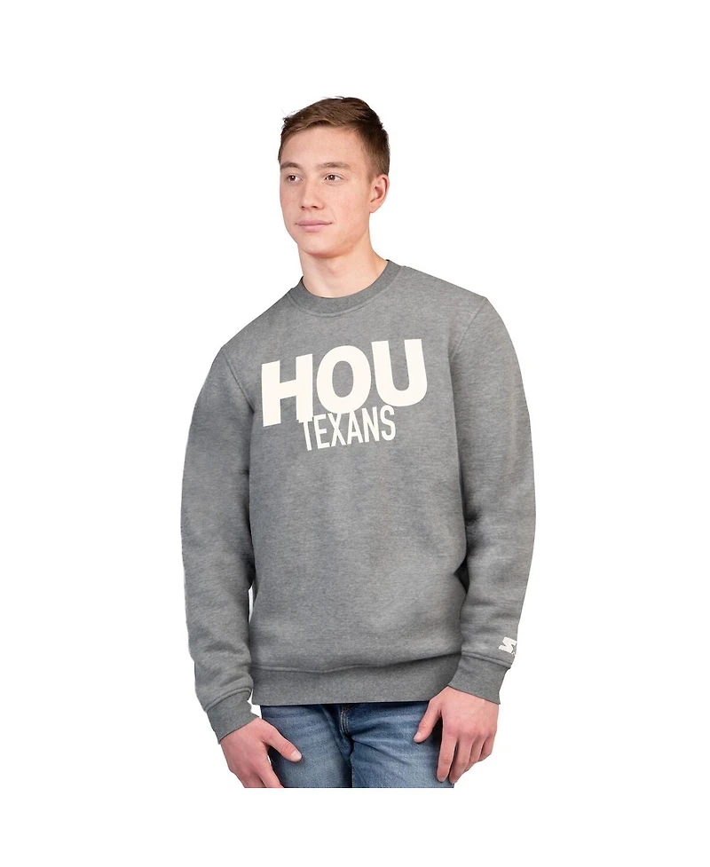 Starter Men's Charcoal Houston Texans Assist Fleece Crewneck Sweatshirt