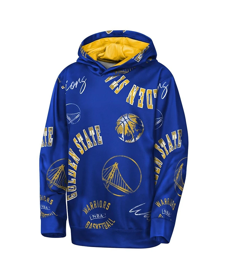 Outerstuff Big Boys and Girls Royal Golden State Warriors Moving Violation Hoodie