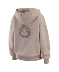Wear by Erin Andrews Women's Tan Boston Celtics Washed Pullover Crewdie Hoodie