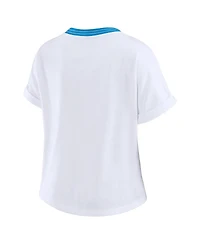 Wear by Erin Andrews Women's White Houston Oilers Cropped Center Stripe Dolman T-Shirt