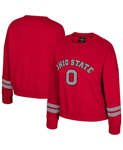 Colosseum Women's Scarlet Ohio State Buckeyes Splashy Crewneck Fleece Sweatshirt