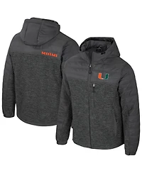 Colosseum Men's Charcoal Miami Hurricanes Nightman Full-Zip Hoodie Puffer Jacket