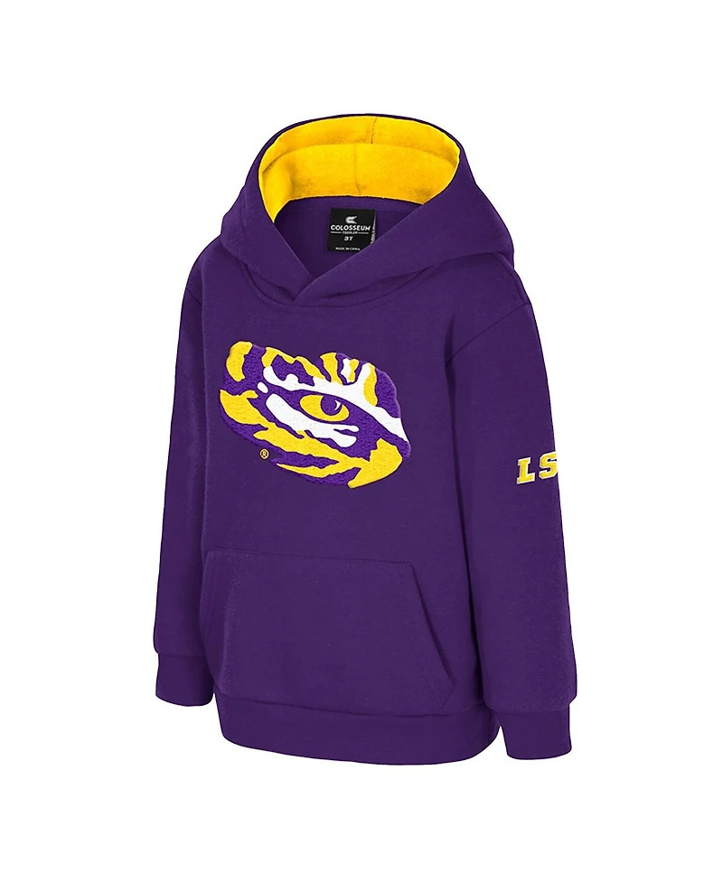 Colosseum Toddler Purple Lsu Tigers Big Logo Volume Fleece Pullover Hoodie