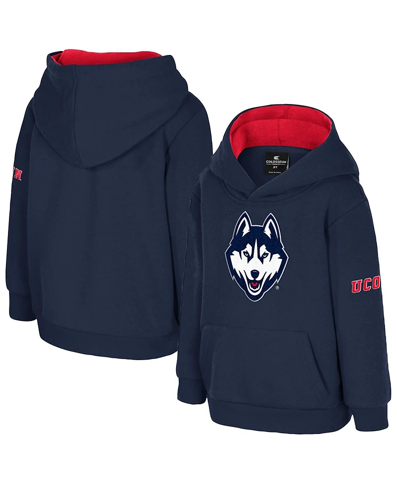 Colosseum Toddler Navy UConn Huskies Big Logo Volume Fleece Pullover Hoodie