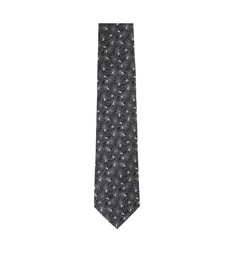 Trafalgar Men's Venom Spider Web Motif Novelty Silk Necktie