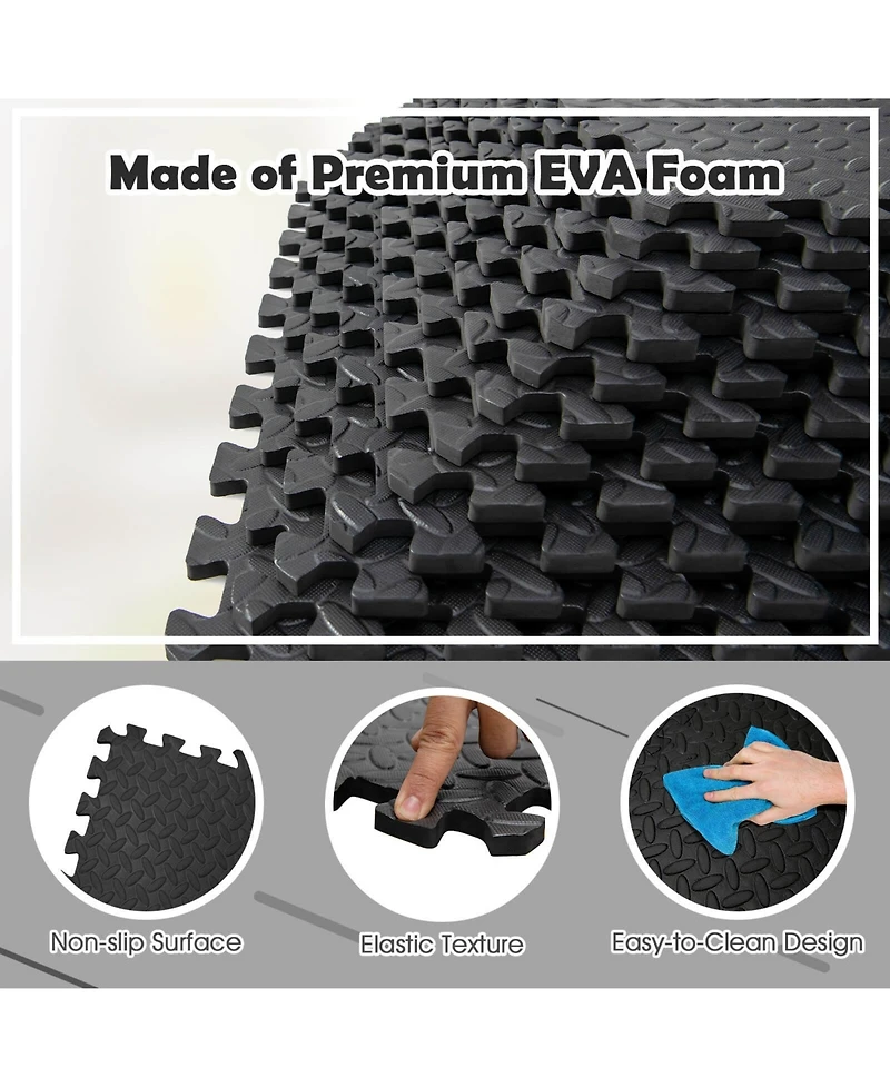 Hongge 12 Piece Puzzle Interlocking Flooring Mat with Waterproof Anti-Slip Surface