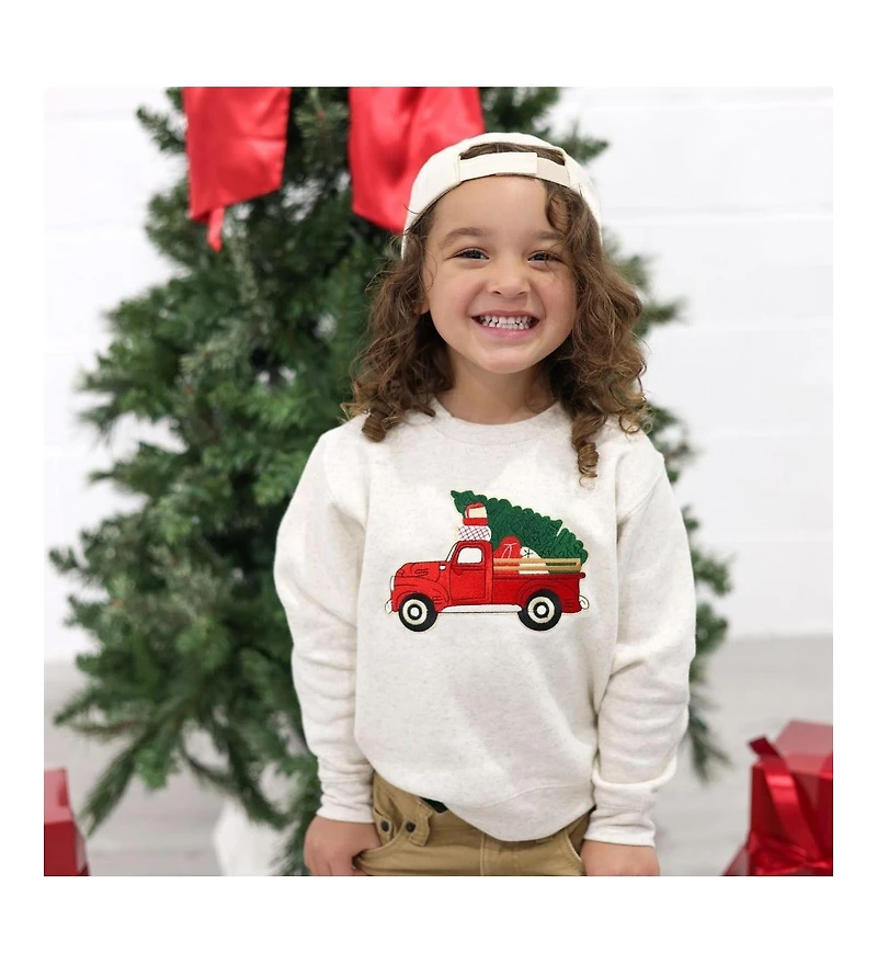 Sweet Wink Toddler Boys Christmas Truck Patch Sweatshirt
