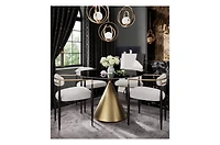 Morden Fort 5-Piece 47" Round Faux Marble Dining Set with Dining Boucle Chair for Kitchen, Dining Room