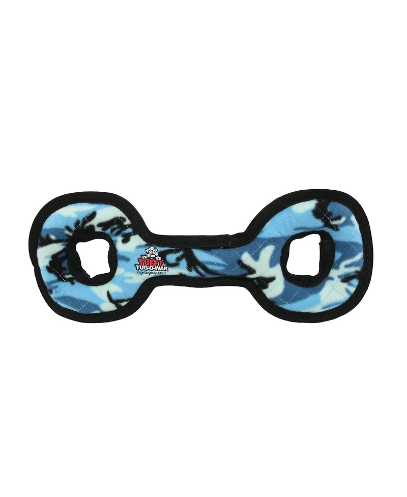 Tuffy Medium Tug-o-War Camo Blue, Durable Plush Squeaky Dog Toy