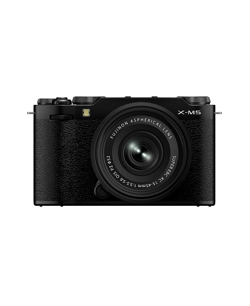 Fujifilm X-M5 Mirrorless Camera with Xc 15-45mm f/3.5-5.6 Ois Pz Lens, Black, Bundle with 64GB Memory Card, Camera Case