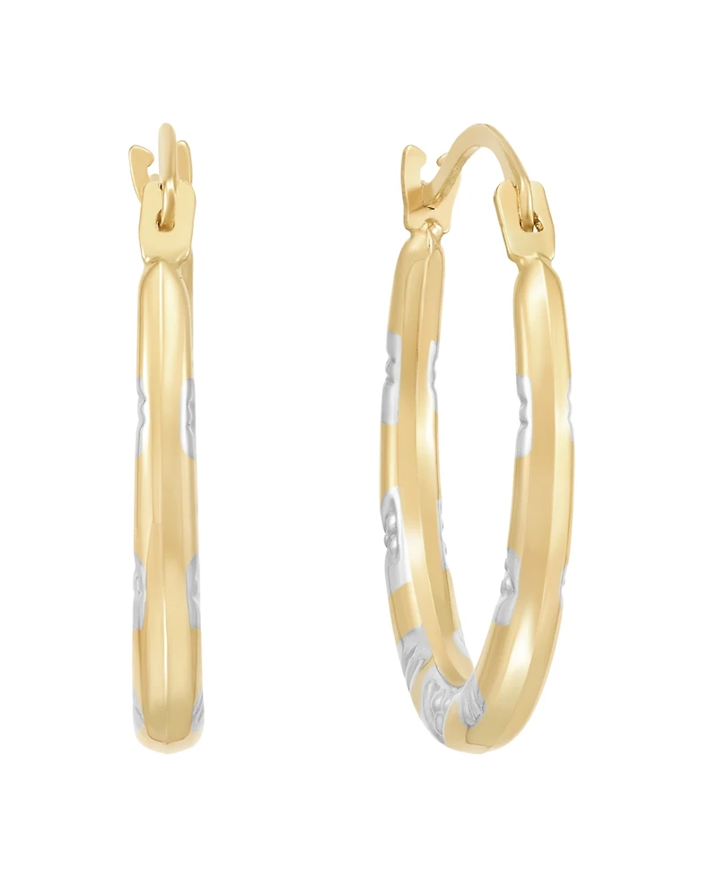Macy's Polished Pattern Hoop Earrings in 14K Yellow Gold