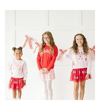 Sweet Wink Little and Big Girls Candy Cane Bow Printed Christmas Tutu Skirt