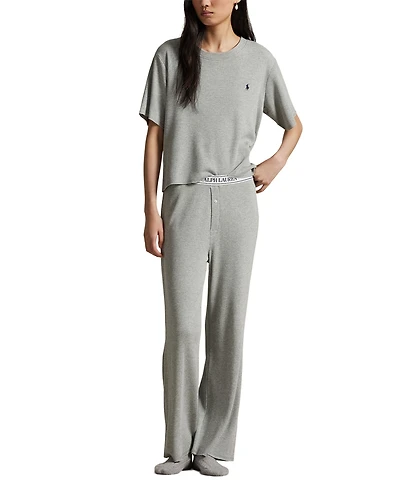 Polo Ralph Lauren Women's 2-Piece Short Sleeves Top and Pants Pajama Set