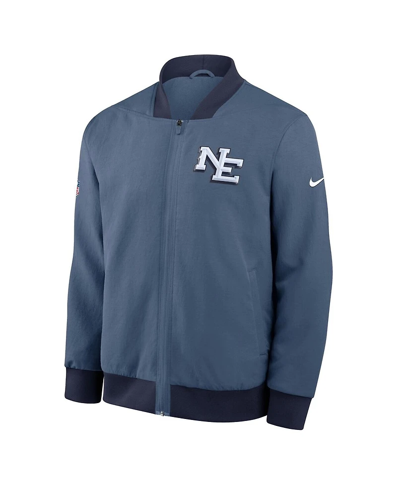 Nike Men's Storm Blue New England Patriots 2025 Rivalries Collection Sideline Full-Zip Bomber Jacket