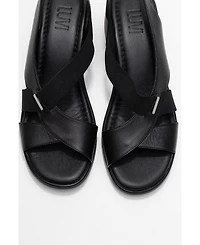 Forever & Always Shoes Crina Elasticated Leather Chunky Heel Sandal (Women)