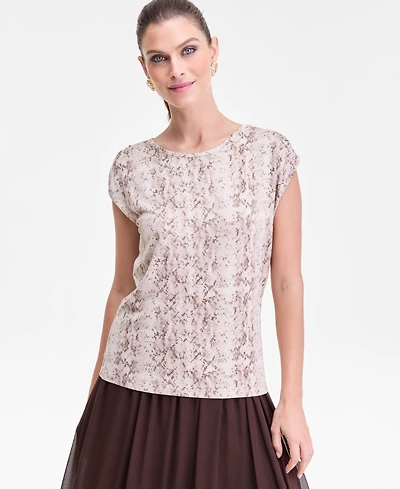 I.n.c. International Concepts Women's Ruched-Shoulder Cap-Sleeve Top, Macy's Exclusive