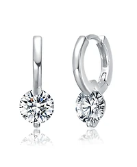 Genevive 14K Gold Plating or White Gold Plating Clear Moissanite Drop Hoop Earrings