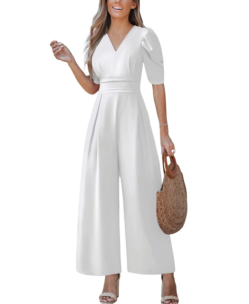 Cupshe Women's V-Neck Wide Leg Jumpsuit