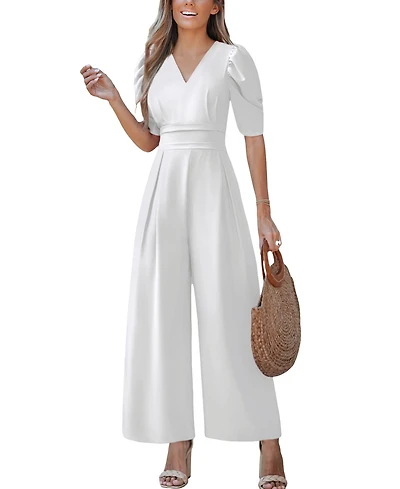 Cupshe Women's V-Neck Wide Leg Jumpsuit