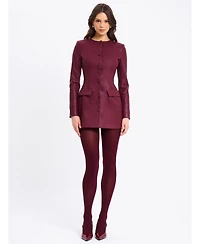 Miss Circle Women Baila Burgundy Faux Leather Blazer Mini Dress