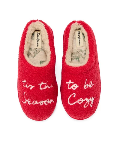 Dearfoams Women's Holiday Novelty Embroidered Cozy Clog Slipper