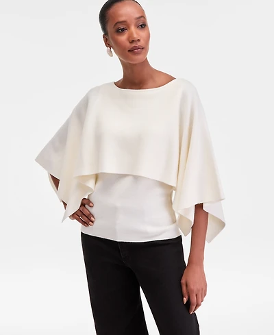 I.n.c. International Concepts Women's Asymmetrical Cape Overlay Sweater, Macy's Exclusive