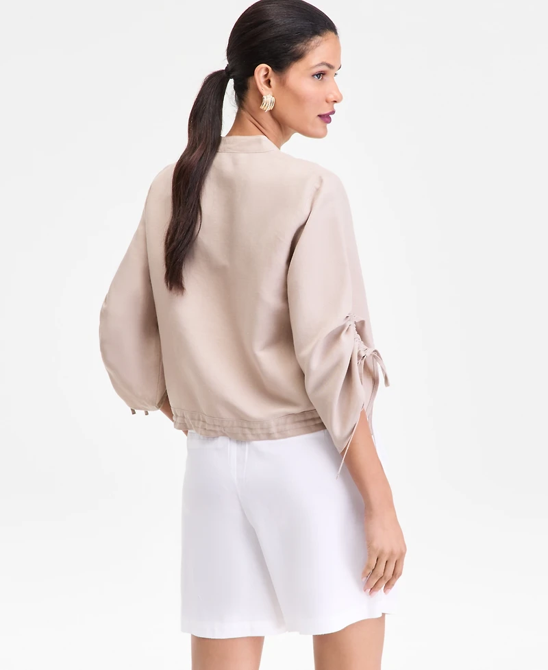 I.n.c. International Concepts Women's Tie-Sleeve Chambray Tie-Waist Blouse, Macy's Exclusive