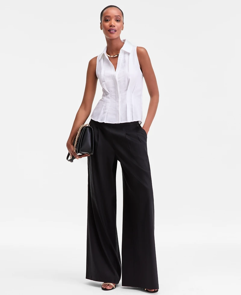I.n.c. International Concepts Woman's Collared Button-Front Top, Macy's Exclusive