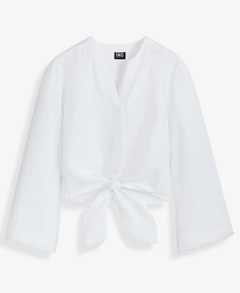 I.n.c. International Concepts Women's Tie-Front Button-Up Blouse, Macy's Exclusive