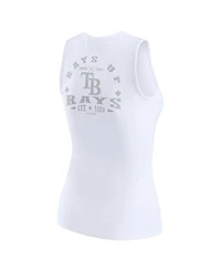 Wear by Erin Andrews Women's White Tampa Bay Rays Rib-Knit Henley Tank Top