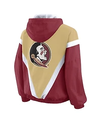 Wear by Erin Andrews Women's Gold/Garnet Florida State Seminoles Color Block Full-Zip Hoodie Windbreaker Jacket