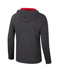 Colosseum Men's Charcoal Nebraska Huskers Dujour Ralgan Long Sleeve Henley Hoodie T-Shirt