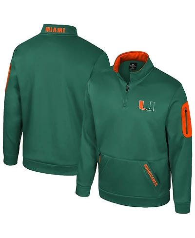 Colosseum Men's Green Miami Hurricanes Mainframe Quarter-Zip Fleece Jacket