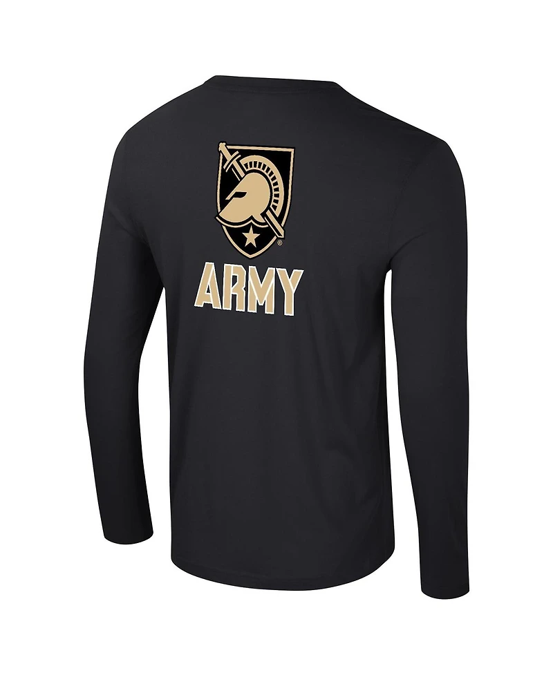 Colosseum Men's Black Army Knights Logo Lockup 3-Hit Active Blend Long Sleeve T-Shirt