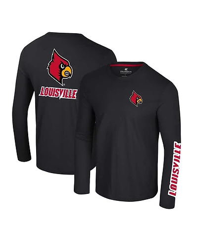 Colosseum Men's Black Louisville Cardinals Logo Lockup 3-Hit Active Blend Long Sleeve T-Shirt
