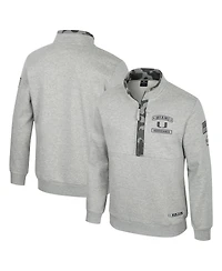 Colosseum Men's Heather Gray Miami Hurricanes Oorah Oht Military Appreciation Fleece Quarter-Zip Jacket
