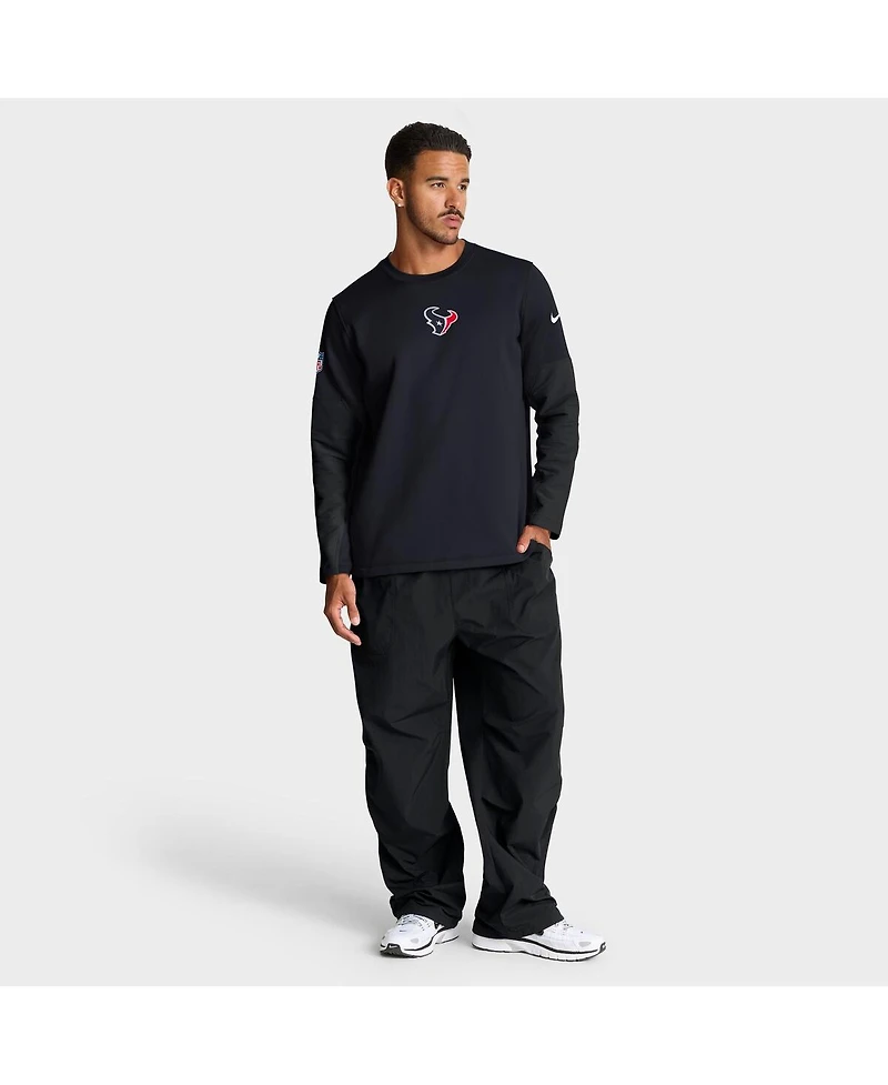 Nike Men's Navy Houston Texans Sideline Coach Therma-fit Long Sleeve T-Shirt
