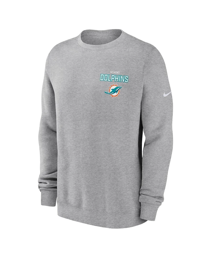 Nike Men's Heather Gray Miami Dolphins Primetime Club Fleece Pullover Sweatshirt