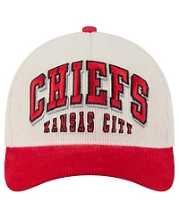 New Era Men's Cream/Red Kansas City Chiefs Two-Tone Sided Corduroy 9FORTY A-Frame Adjustable Hat