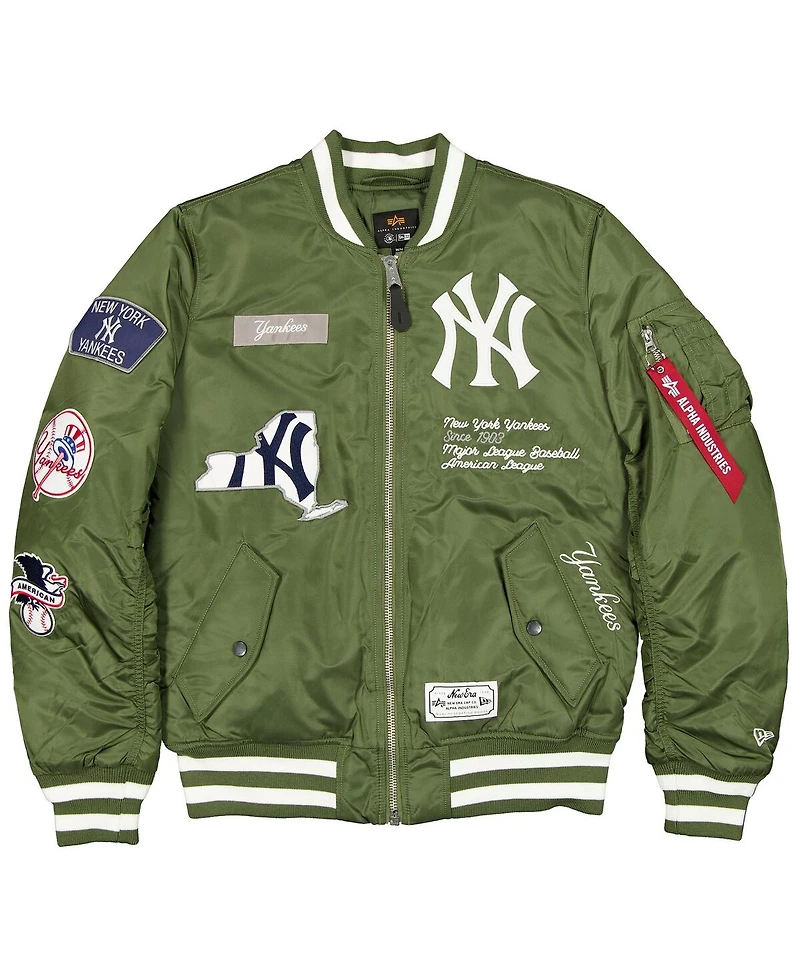 New Era Men's Green New York Yankees Full-Zip Bomber Jacket